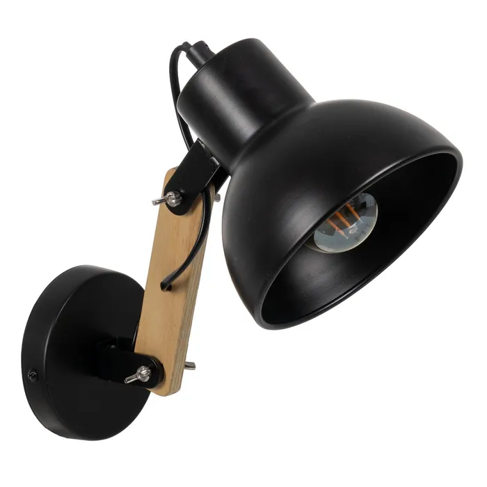 Industrial - Lampa de perete din metal și lemn|Corpuri de iluminat moderne