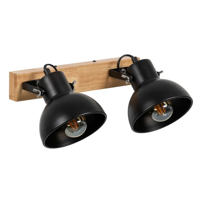 Stil de design - Lampă de perete dublă metal și lemn|Corpuri de iluminat pentru decor modern