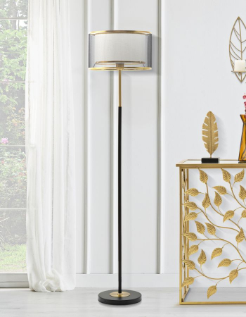 Lampa podea abajur dublu alb gri CreativDeco [4]