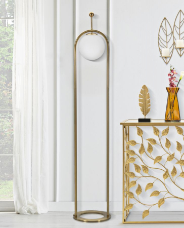 Lampa aurie podea arc abajur sferic alb CreativDeco [1]