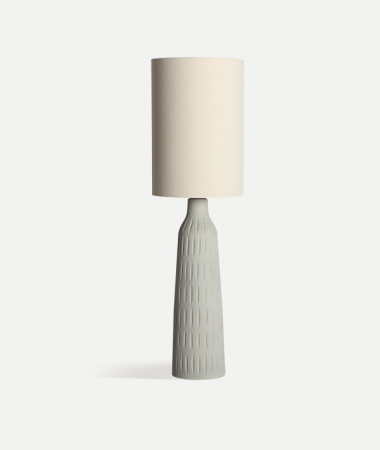 Lampa de podea, Lampadare - Lampă de podea ceramică gri cu abajur bej Glaje