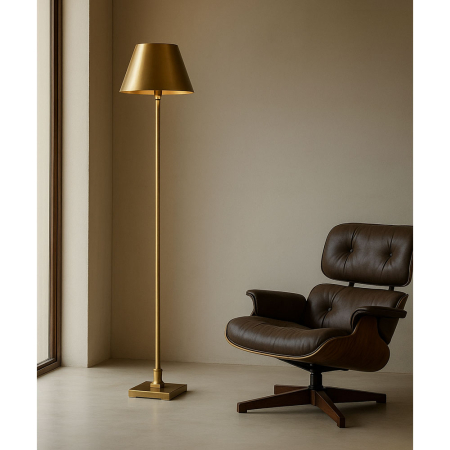 Lampă de podea metal textil auriu elegantă [1]