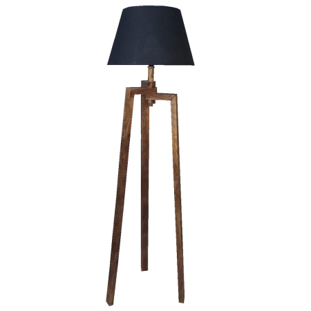 Lampa de podea, Lampadare - Lampă de podea lemn textil maro negru rustică