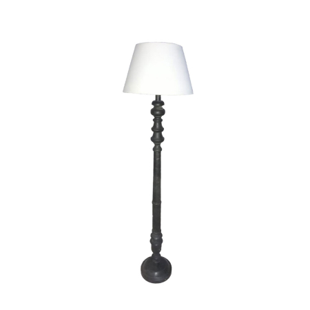 Lampa de podea, Lampadare - Lampă de podea lemn textil alb negru clasică