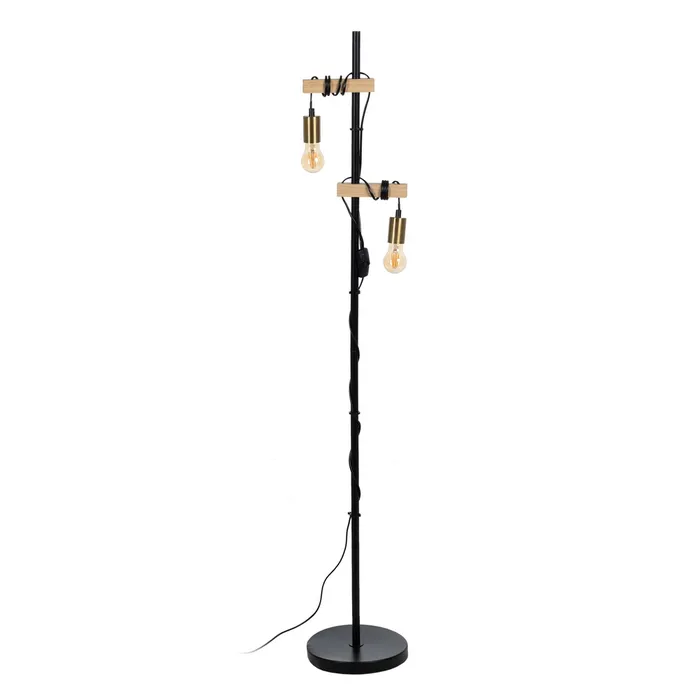 Lampa de podea, Lampadare - Lampă de podea modernă lemn și metal|Corpuri de iluminat pentru decor elegant