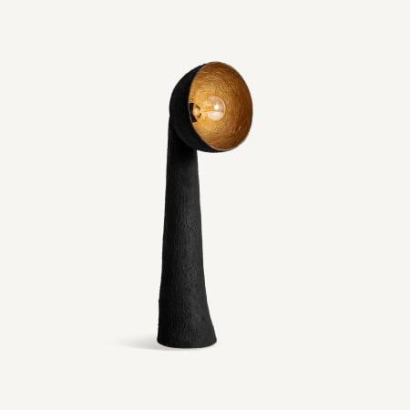 Colectia noua - Lampa de podea din rasina neagra cu interior auriu texturat si silueta alungita Lierop 25x23x83 cm