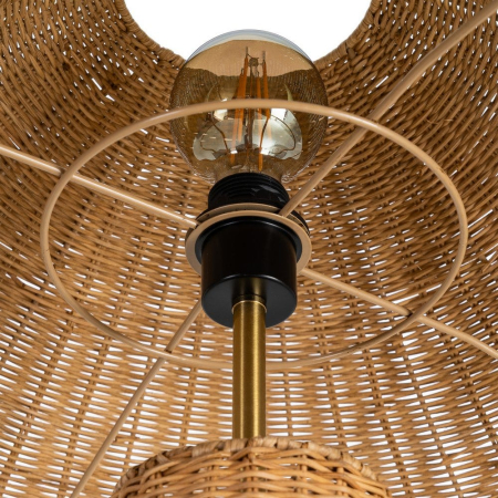 Lampă de podea din ratan natural cu abajur conic și bază în formă de trunchi de con – fotografie produs principal [4]