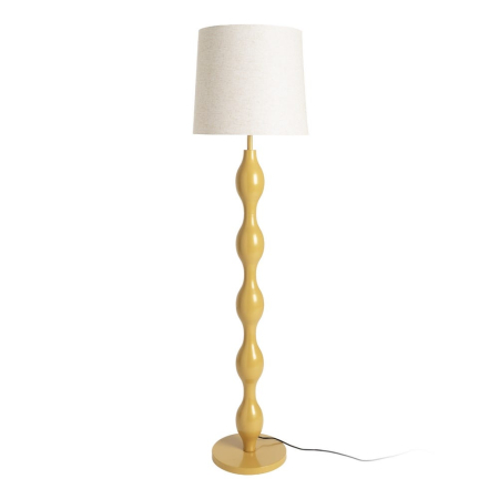 Lampa de podea, Lampadare - Lampă de podea muștar cu picior decorativ ondulat