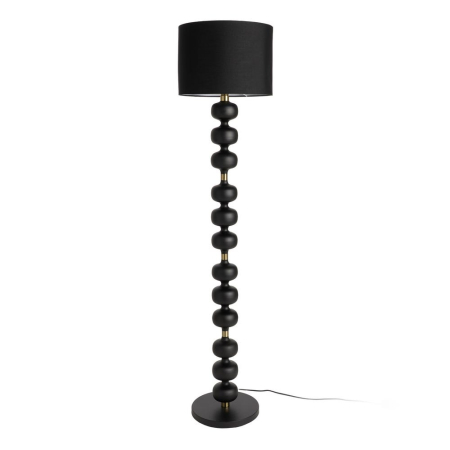 Lampa de podea, Lampadare - Lampă de podea neagră cu picior din sfere și abajur din in