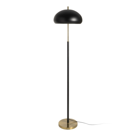 Lampa de podea, Lampadare - Lampă de podea neagră și aurie cu abajur semisferic