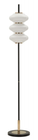 Lampa de podea, Lampadare - Lampă de podea vintage din metal negru cu abajururi albe
