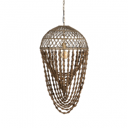 Lustre, Lampi suspendate - Lustra Boema cu Margele Lemn CreativDeco - Accente Unice Decor