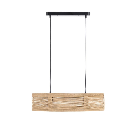 Lustre, Lampi suspendate - Lampă de tavan din sfoară de hârtie crem – abajur tubular rotunjit pe plafonieră metalică neagră