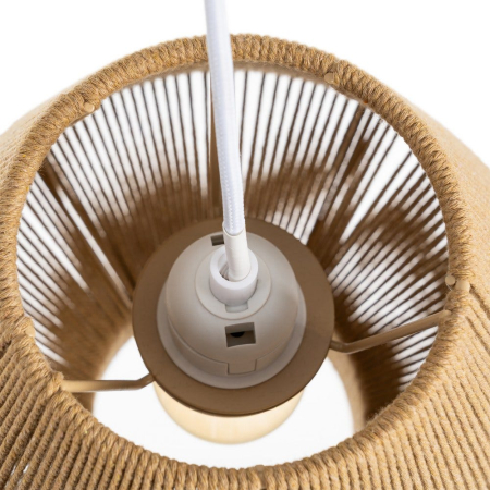 Lampă de tavan din sfoară de hârtie naturală – abajur conic cu bază cilindrică și structură metalică [5]