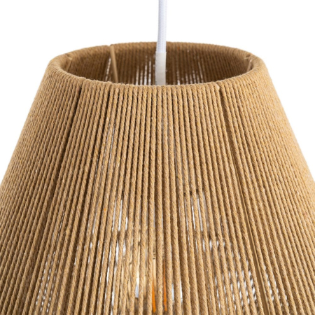 Lampă de tavan din sfoară de hârtie naturală – abajur conic cu bază cilindrică și structură metalică [4]