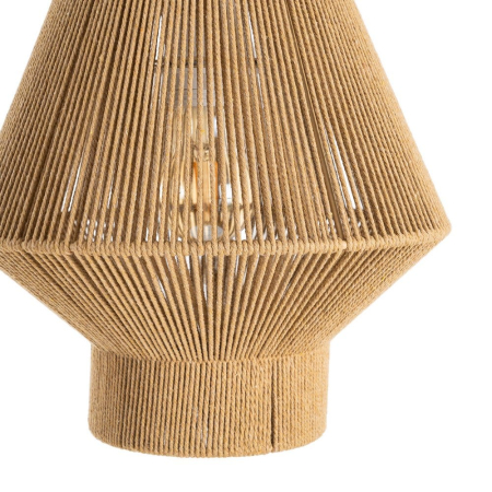Lampă de tavan din sfoară de hârtie naturală – abajur conic cu bază cilindrică și structură metalică [1]