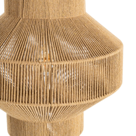 Lampă de tavan din sfoară de hârtie naturală – abajur tip lanternă geometrică pe structură metalică [1]