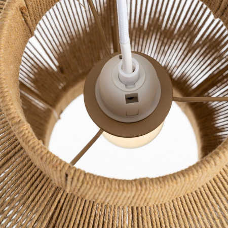 Lampă de tavan din sfoară de hârtie naturală – abajur tip lanternă geometrică pe structură metalică [5]
