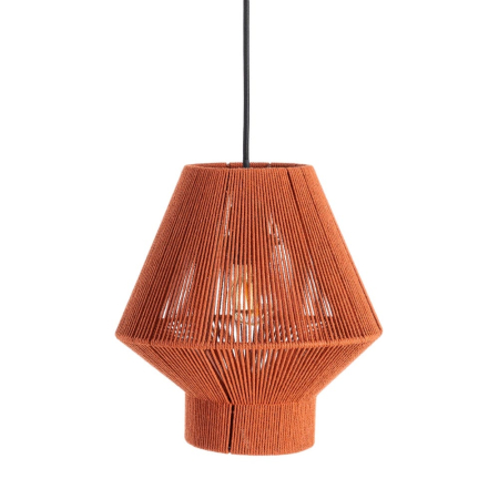 Lustre, Lampi suspendate - Lampă de tavan din sfoară de hârtie teracota – abajur conic cu bază cilindrică