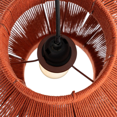 Lampă de tavan din sfoară de hârtie teracota – abajur tip lanternă geometrică pe structură metalică [5]
