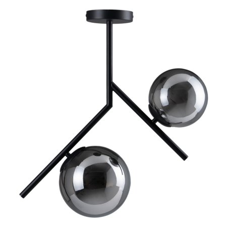 Lustre, Lampi suspendate - Lampă de tavan sculpturală din metal negru cu braț frânt