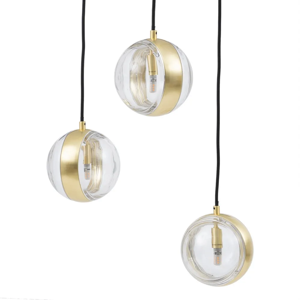 Lustre, Lampi suspendate - Lampa Suspendata 3 Globes, Metal Auriu Sticla - CreativDeco.ro
