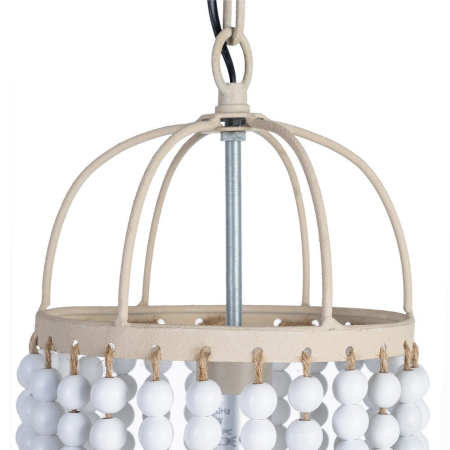 Lampă suspendată albă din MDF și metal cu mărgele decorative 21 x 21 x 70 cm [1]