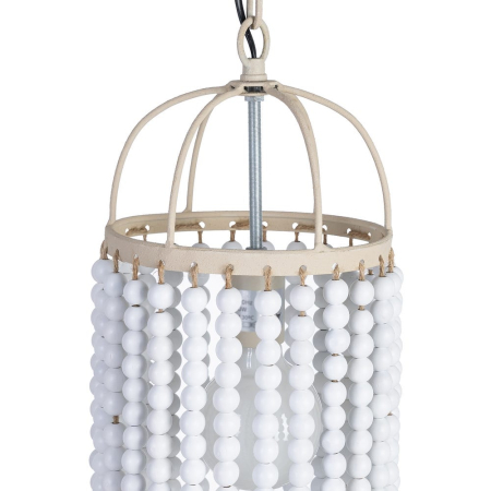 Lampă suspendată albă din MDF și metal cu mărgele decorative 21 x 21 x 70 cm [4]