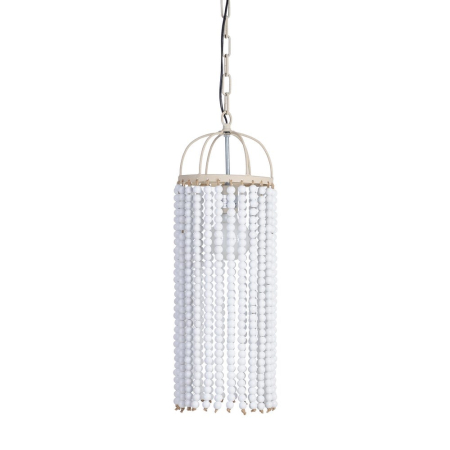 Lustre, Lampi suspendate - Lampă suspendată albă din MDF și metal cu mărgele decorative 21 x 21 x 70 cm