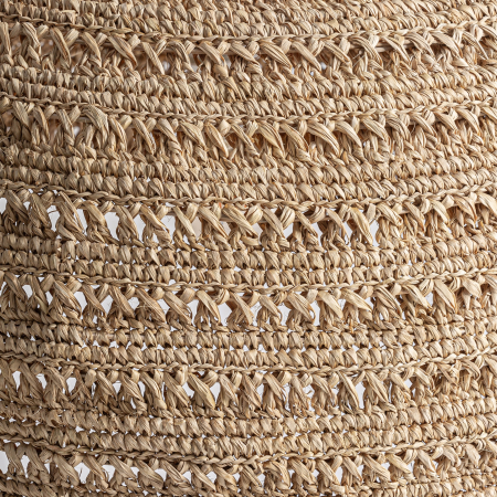 Lampa suspendata din fibra naturala impletita abajur semicircular texturat si lumina calda Deffe 67x67x42 cm [2]