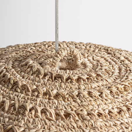 Lampa suspendata din fibra naturala impletita abajur semicircular texturat si lumina calda Deffe 67x67x42 cm [3]