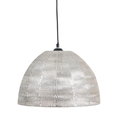 Lustre, Lampi suspendate - Lampă suspendată din metal argintiu perforat, model unduit