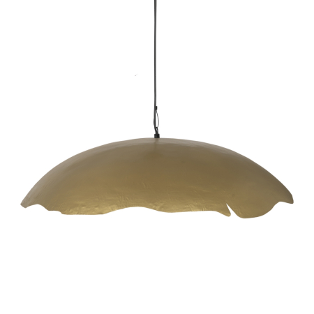 Lustre, Lampi suspendate - Lampă suspendată din metal auriu, cupolă amplă cu margine ondulată