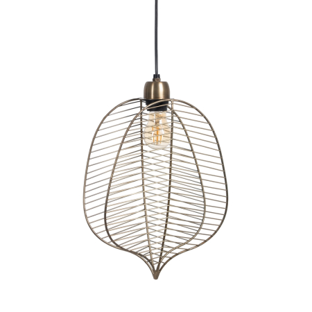 Lustre, Lampi suspendate - Lampă suspendată din metal auriu vechi cu model de frunză