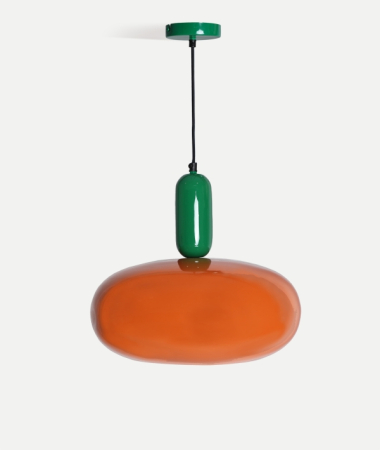 Lustre, Lampi suspendate - Lampă suspendată din metal portocaliu și verde – pendul colorat cu design retro-modern