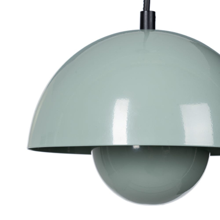 Lampa suspendată din metal verde deschis cu cupolă emisferică și sferă reflectoare – pastel [1]