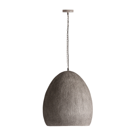 Japandi - Lampă suspendată din papier-mâché gri și metal taupe