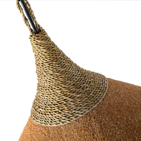 Lampa suspendata din rasina teracota cu forma rotunda mata si textura organica Swolgen 40x40x47 cm [2]