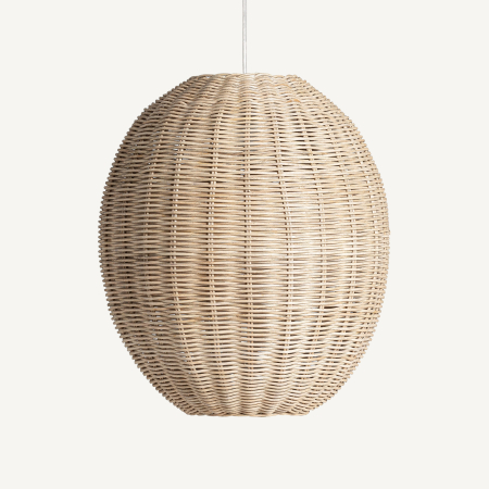 Iluminat in Stil Boho - Lampă suspendată în formă de ou din ratan natural împletit dens, cu cablu transparent
