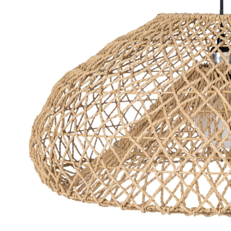 Lampa suspendată din sfoară de hârtie naturală cu împletitură aerisită – abajur amplu [1]