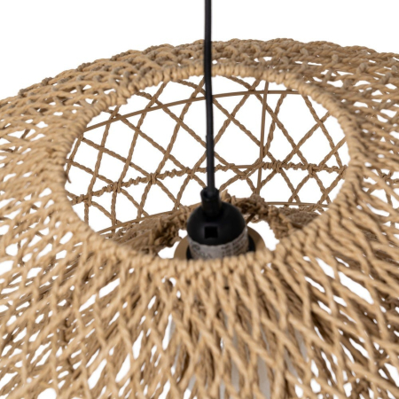 Lampa suspendată din sfoară de hârtie naturală cu împletitură aerisită – abajur amplu [5]