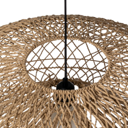 Lampa suspendată din sfoară de hârtie naturală cu siluetă amplă și împletitură aerisită [5]