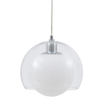 Lampă suspendată din sticlă transparentă cu glob interior opac