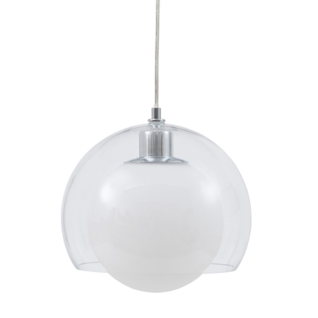 Lustre, Lampi suspendate - Lampă suspendată din sticlă transparentă cu glob interior opac