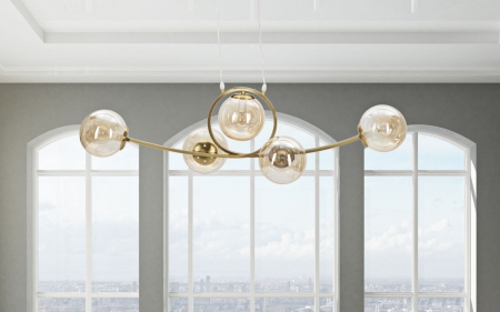 Lampa suspendata Japan, metal/sticla, auriu, Mauro Ferretti [1]