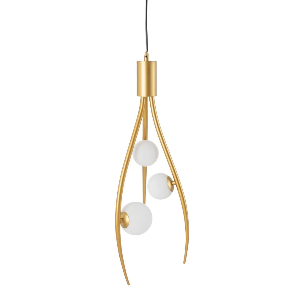 Lustre, Lampi suspendate - Lampa suspendata, metal/sticla, alb/auriu, Ixia