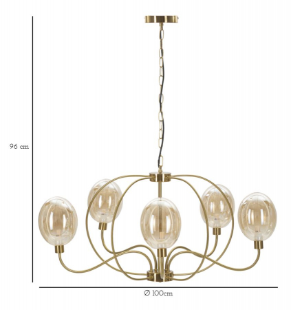 Lampa suspendata Viena, metal/sticla, auriu, CreativDeco.ro [2]