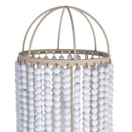 Lampadar alb din MDF și metal cu design cu mărgele decorative 25.5 x 25.5 x 155 cm [1]