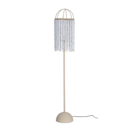 Lampa de podea, Lampadare - Lampadar alb din MDF și metal cu design cu mărgele decorative 25.5 x 25.5 x 155 cm