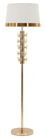 Iluminat in Stil Glam - Lampadar fluture auriu decorativ abajur alb